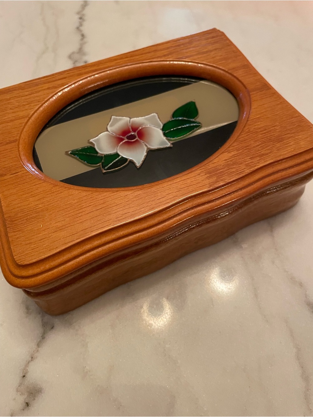 Vintage MELE stained glass flower jewelry box
